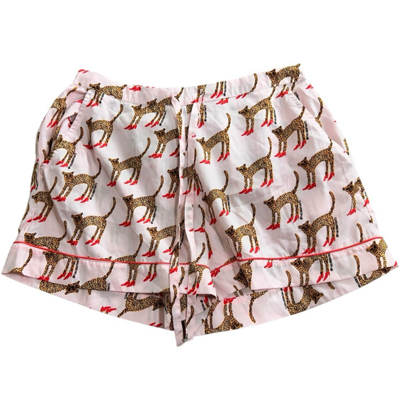 Bouffants & Broken Hearts Pink Cheetah in Heels Shorts Pajama Set Sz Medium Pjs - Picture 6 of 8